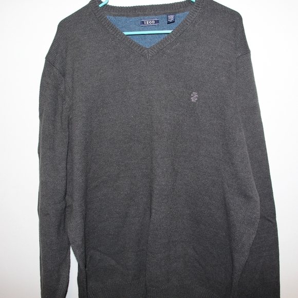 Grey Izod V Neck Sweater - Picture 3 of 6